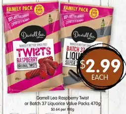 Spudshed Darrell Lea Raspberry Twist or Batch 37 Liquorice Value Packs offer