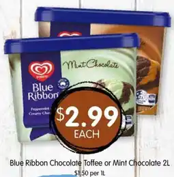 Spudshed Blue Ribbon Chocolate Toffee or Mint Chocolate offer