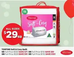 Spotlight TONTINE Soft & Cosy Quilt offer