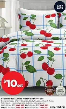 Spotlight Selected EMERALD HILL Printed Quilt Cover Sets offer