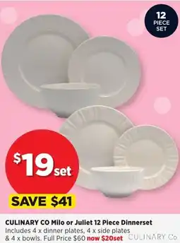 Spotlight CULINARY CO Milo or Juliet 12 Piece Dinnerset offer