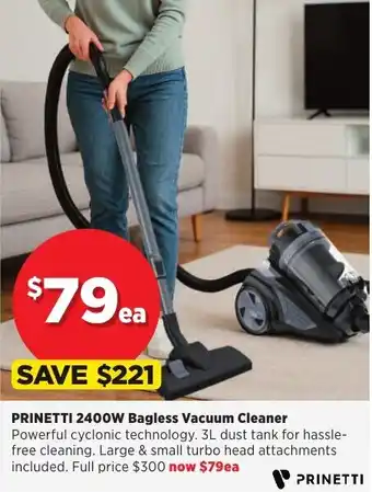PRINETTI 2400W Bagless Vacuum Cleaner