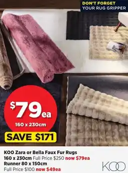 Spotlight KOO Zara or Bella Faux Fur Rugs offer