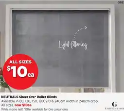 Spotlight NEUTRALS Sheer Ore Roller Blinds offer