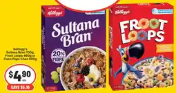 Supa Valu Kellogg's Sultana Bran , Froot Loops or Coco Pops Chex offer