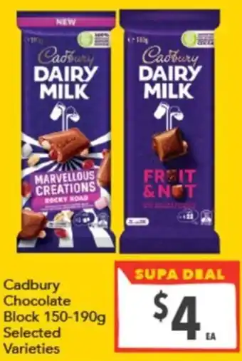 Supa Valu Cadbury Chocolate Block offer