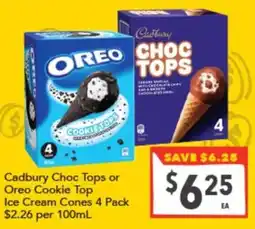 Supa Valu Cadbury Choc Tops or Oreo Cookie Top Ice Cream Cones offer