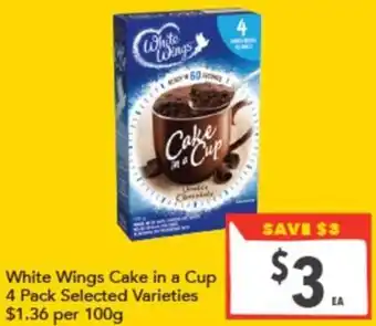 Supa Valu White Wings Cake in a Cup offer