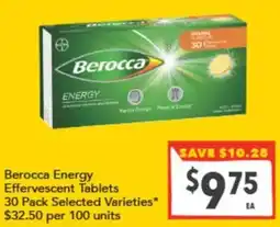 Supa Valu Berocca Energy Effervescent Tablets offer