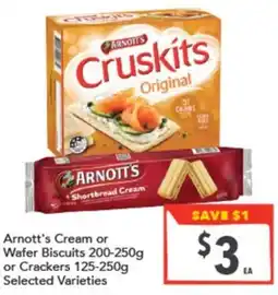 Supa Valu Arnott's Cream or Wafer Biscuits or Crackers offer