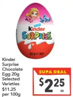 Supa Valu Kinder Surprise Chocolate Egg offer