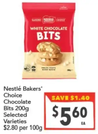 Supa Valu Nestlé Bakers' Choice Chocolate Bits offer