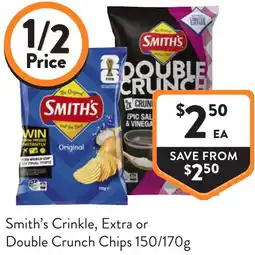 Foodworks Smith's Crinkle, Extra or Double Crunch Chips offer