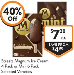 Foodworks Streets Magnum Ice Cream or Mini offer