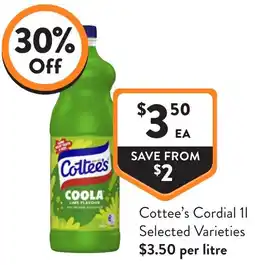 Foodworks Cottee's Cordial offer