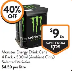Foodworks Monster Energy Drink Cans offer