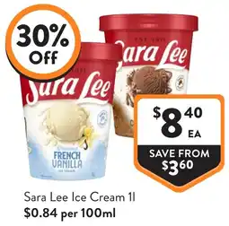 Foodworks Sara Lee Ice Cream offer