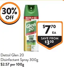 Foodworks Dettol Glen 20 Disinfectant Spray offer