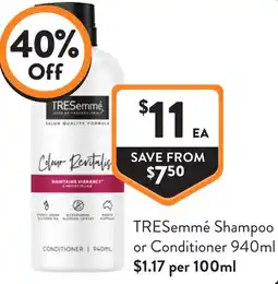 Foodworks TRESemmé Shampoo or Conditioner offer