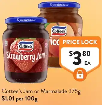 Foodworks Cottee's Jam or Marmalade offer