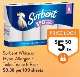 Foodworks Sorbent White or Hypo-Allergenic Toilet Tissue offer