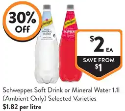 Foodworks Schweppes Soft Drink or Mineral Water offer