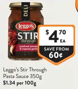 Foodworks Leggo's Stir Through Pasta Sauce offer