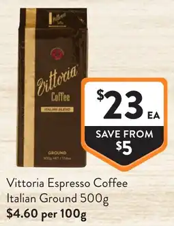 Foodworks Vittoria Espresso Coffee Italian Ground offer
