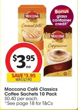 Coles Moccona Café Classics Coffee Sachets offer