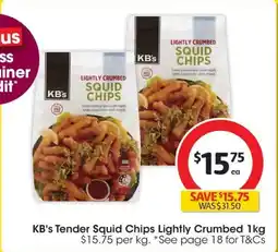 Coles KBs Tender Squid Chips Lightly Crumbed offer
