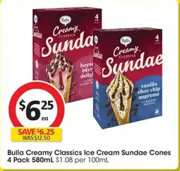 Coles Bulla Creamy Classics Ice Cream Sundae Cones offer