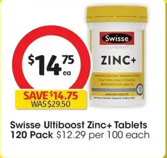 Coles Swisse Ultiboost Zinc+ Tablets offer
