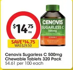 Coles Cenovis Sugarless C Chewable Tablets offer