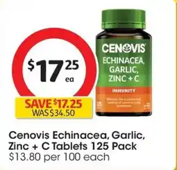Coles Cenovis Echinacea Garlic Zinc+ C Tablets offer