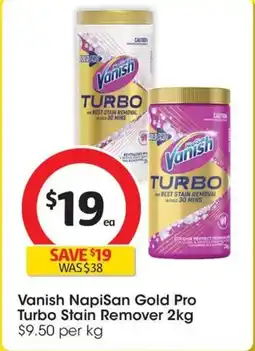 Coles Vanish NapiSan Gold Pro Turbo Stain Remover offer