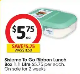 Coles Sistema To Go Ribbon Lunch Box offer