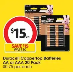 Coles Duracell coppertop batteries aa or aaa offer