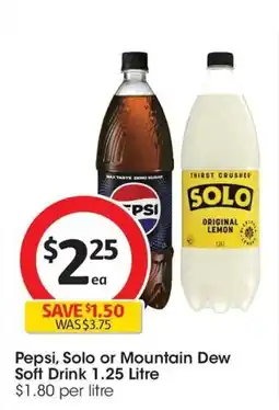 Coles Pepsi Solo or Mountain Dew Soft Drink offer