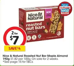 Coles Nice & Natural Roasted Nut Bar Maple Almond offer