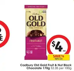 Coles Cadbury Old Gold Fruit & Nut Block Chocolate offer