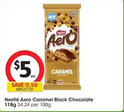 Coles Nestlé Aero Caramel Block Chocolate offer