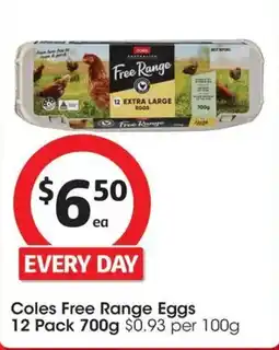 Coles Coles Free Range Eggs offer