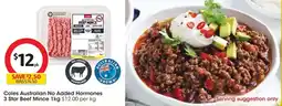 Coles Coles Australian No Added Hormones 3 Star Beef Mince offer