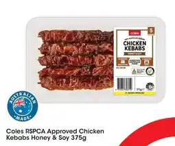 Coles Coles rspca approved chicken kebabs honey & soy offer