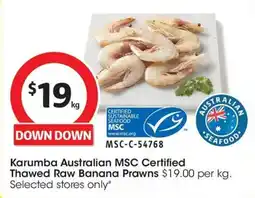 Coles Karumba australian msc certified thawed raw banana prawns offer