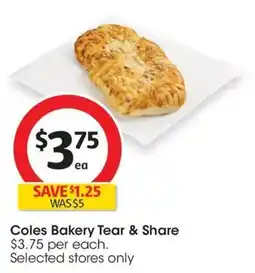 Coles Coles Bakery Tear & Share offer