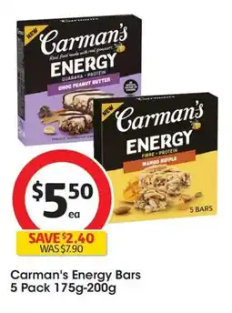 Coles Carmans Energy Bars offer