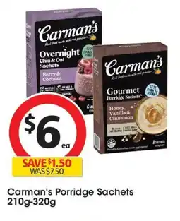 Coles Carmans Porridge Sachets offer