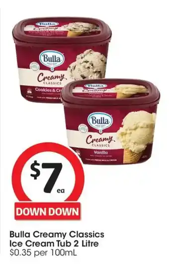 Coles Bulla Creamy Classics Ice Cream Tub offer