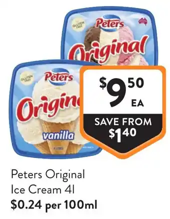 Foodworks Peters Original Ice Cream offer